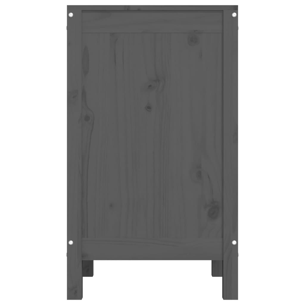 Contenitore per Bucato Grigio 44x44x76 cm Legno Massello Pino