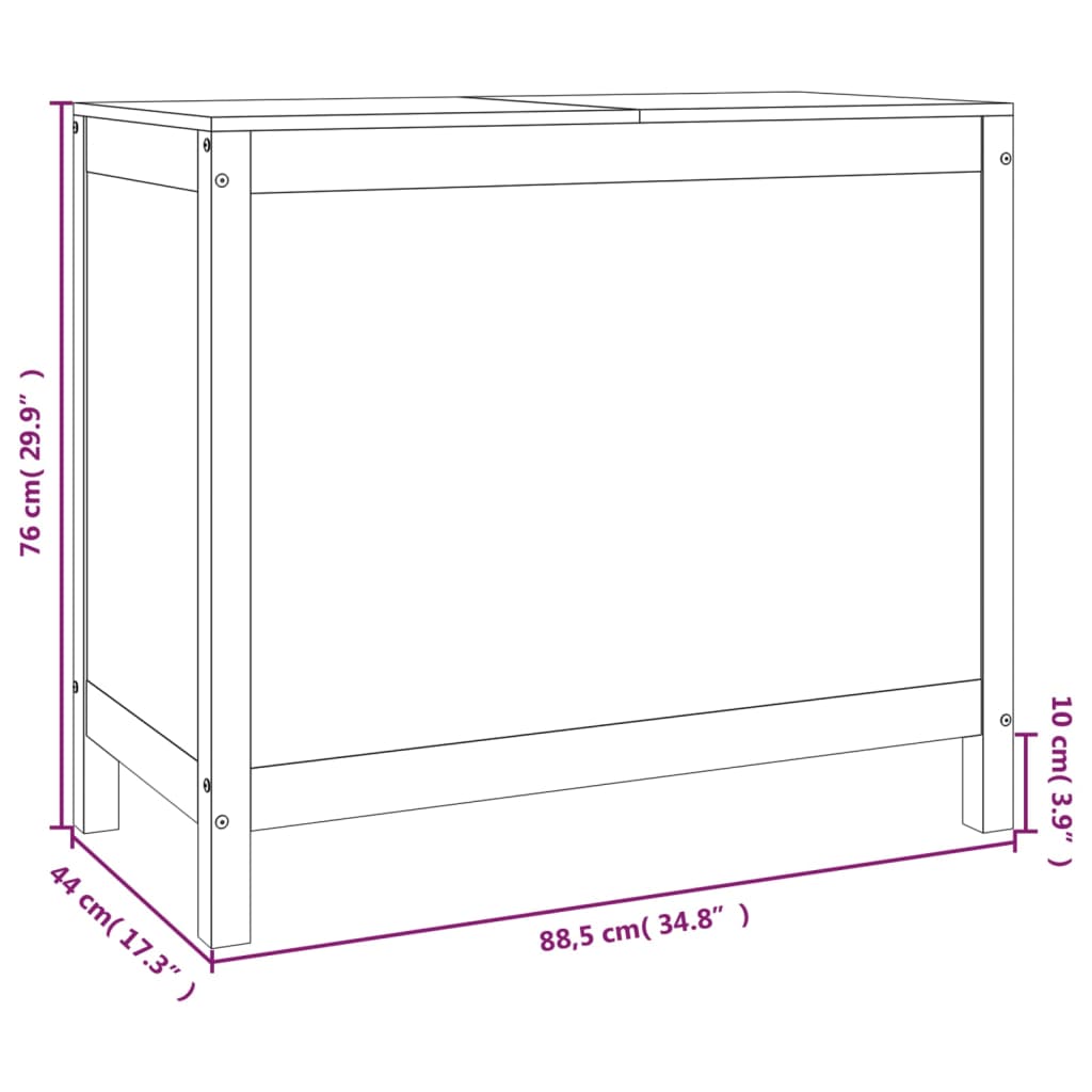 Contenitore per Bucato Grigio 88,5x44x76 cm Legno Massello Pino