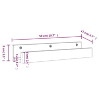 Mensole da Parete 2 pz Grigio 50x12x9cm Legno Massello di Pino cod mxl 32787