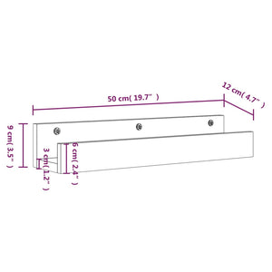 Mensole da Parete 2 pz Grigio 50x12x9cm Legno Massello di Pino cod mxl 32787