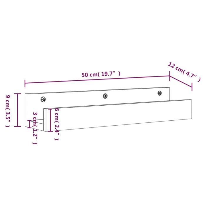 Mensole da Parete 2 pz Grigio 50x12x9cm Legno Massello di Pino cod mxl 32787