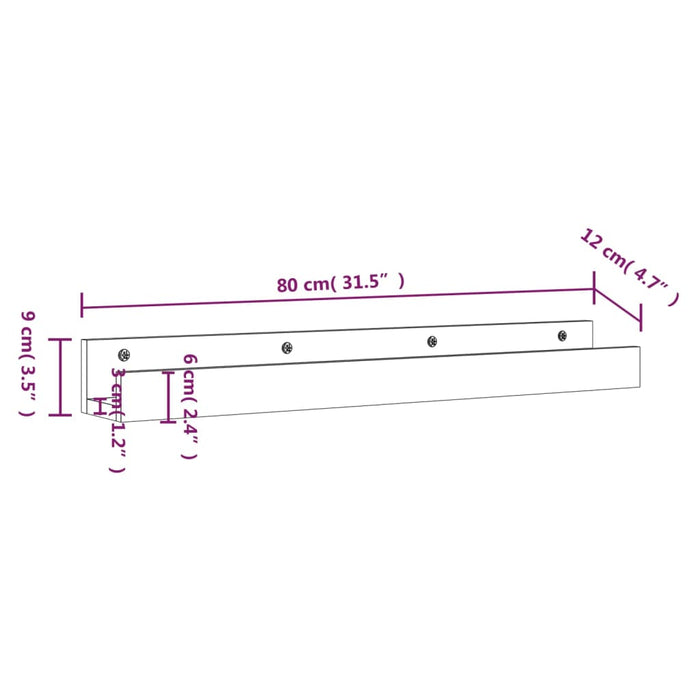 Mensole da Parete 2 pz Miele 80x12x9cm Legno Massello di Pino cod mxl 32861