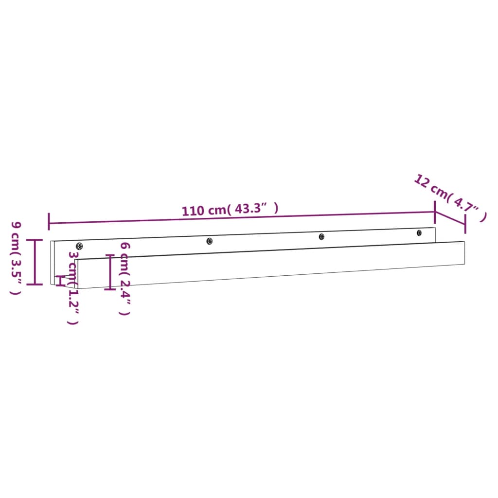 Mensole da Parete 2 pz Miele 110x12x9 cm Legno Massello di Pino cod 12437