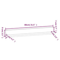 Mensole da Parete 2 pz Grigio 80x11x9cm Legno Massello di Pino cod 11497