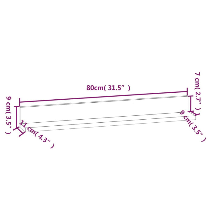 Mensole da Parete 2 pz Miele 80x11x9cm Legno Massello di Pino cod mxl 32837