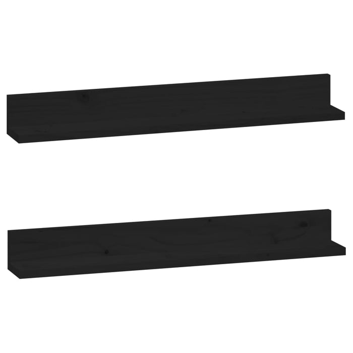 Mensole da Parete 2 pz Nero 80x11x9cm in Legno Massello di Pino cod mxl 33361