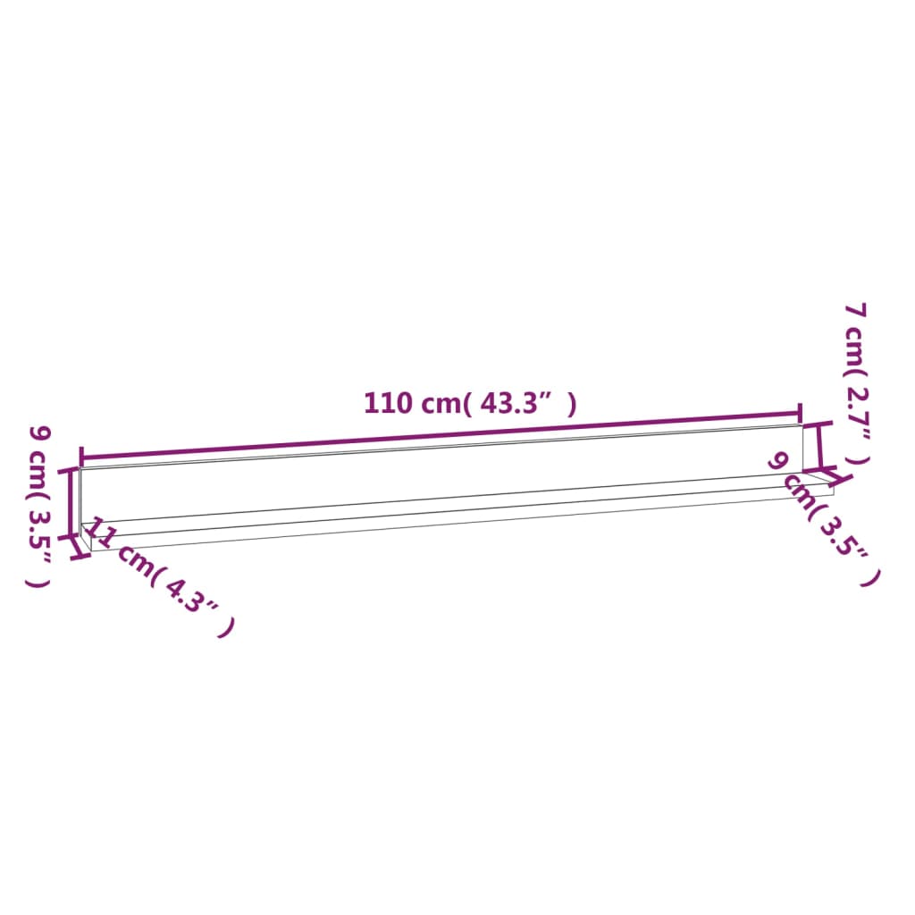 Mensole da Parete 2 pz Miele 110x11x9 cm Legno Massello di Pino cod mxl 32783