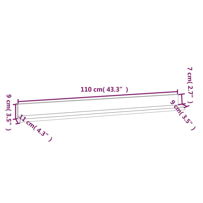 Mensole da Parete 2 pz Miele 110x11x9 cm Legno Massello di Pino cod mxl 32783