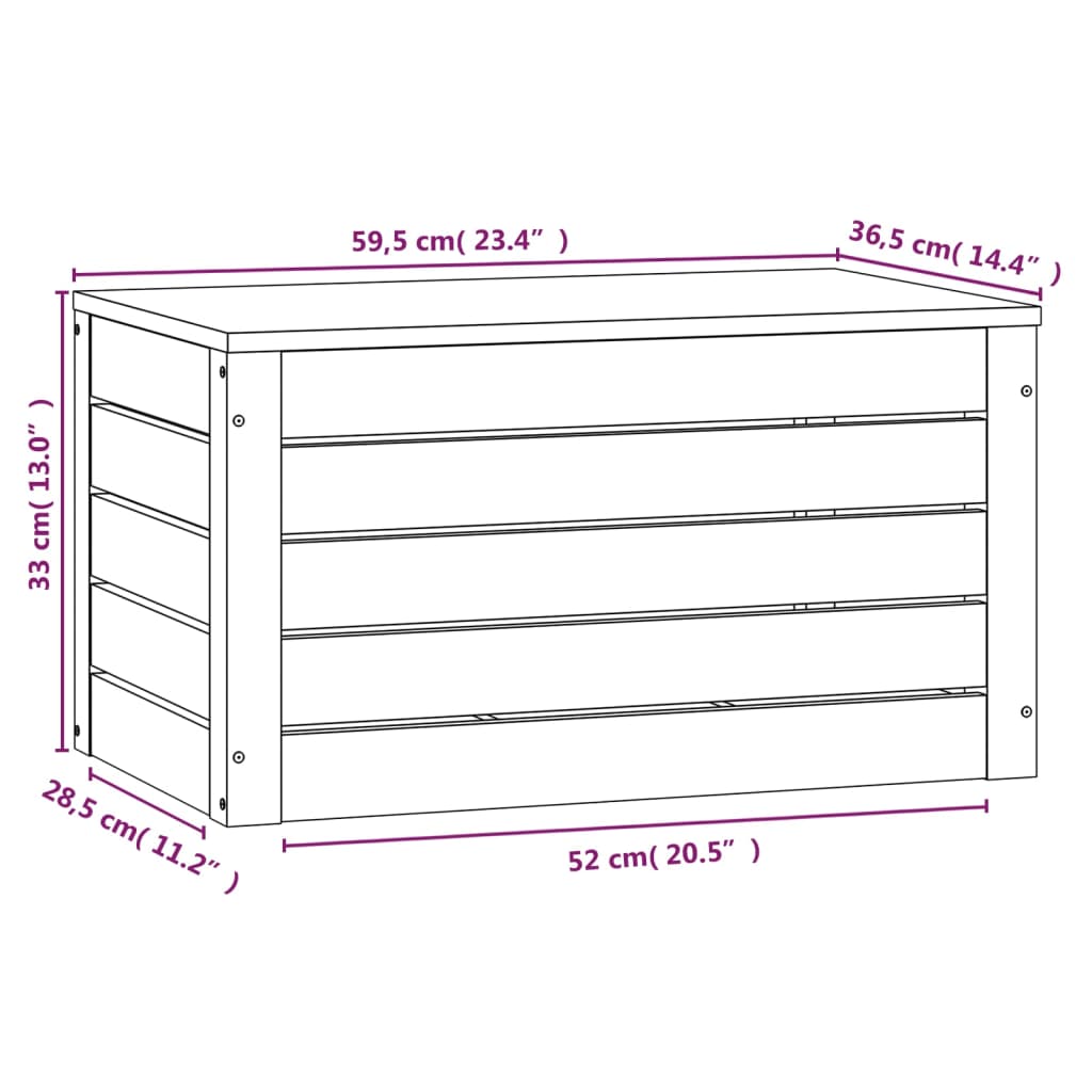 Contenitore Portaoggetti 59,5x36,5x33 cm Legno Massello Pino 823614