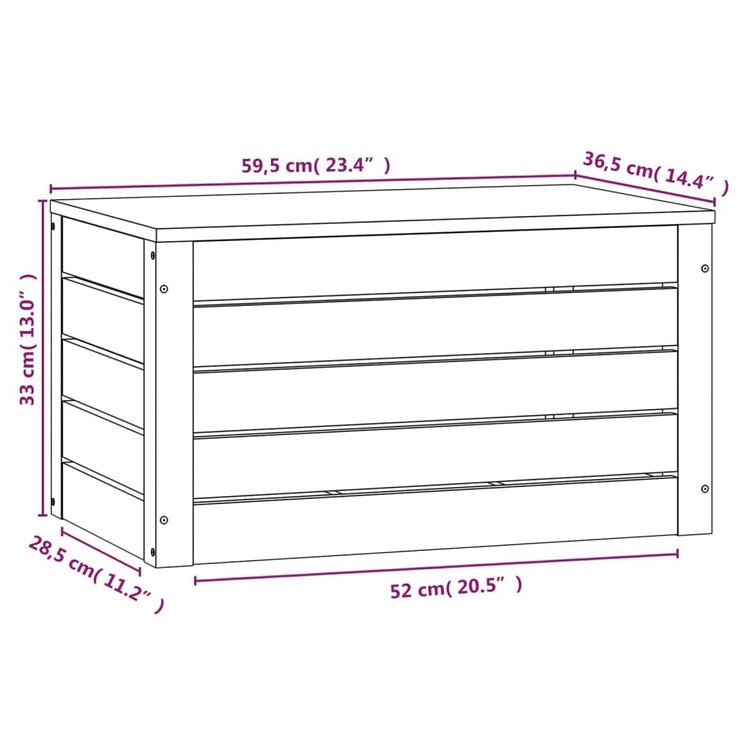 Contenitore Portaoggetti 59,5x36,5x33 cm Legno Massello Pino 823614