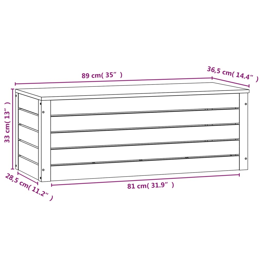 Contenitore Portaoggetti Bianco 89x36,5x33cm Massello di Pino cod mxl 61216