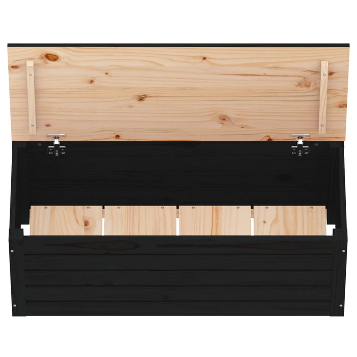 Contenitore Portaoggetti Nero 89x36,5x33 cm Legno Massello Pino cod mxl 64553