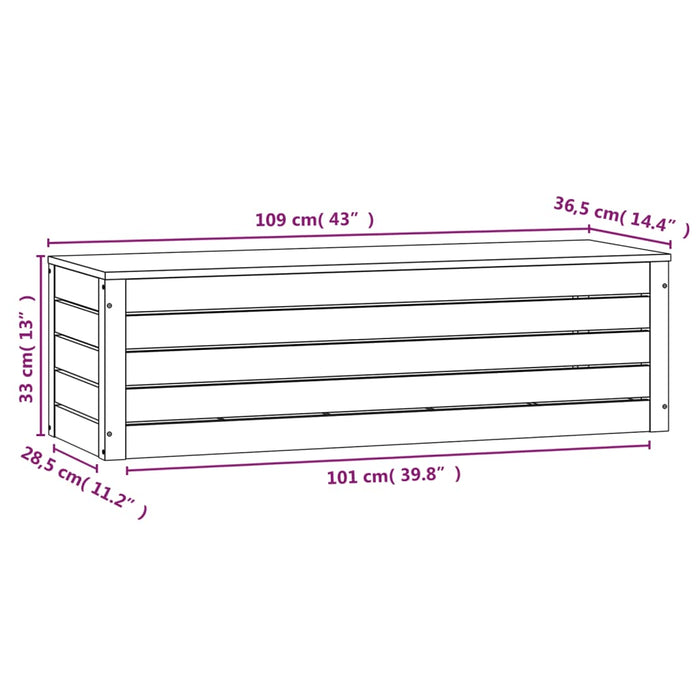 Contenitore Portaoggetti Bianco 109x36,5x33cm Massello di Pino 823625