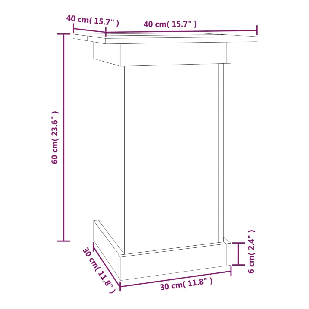 Portafiori Nero 40x40x60 cm in Legno Massello di Pino cod 11557