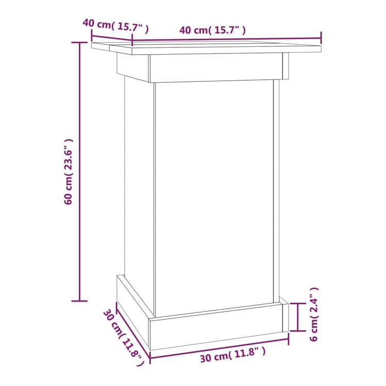 Portafiori Nero 40x40x60 cm in Legno Massello di Pino cod 11557