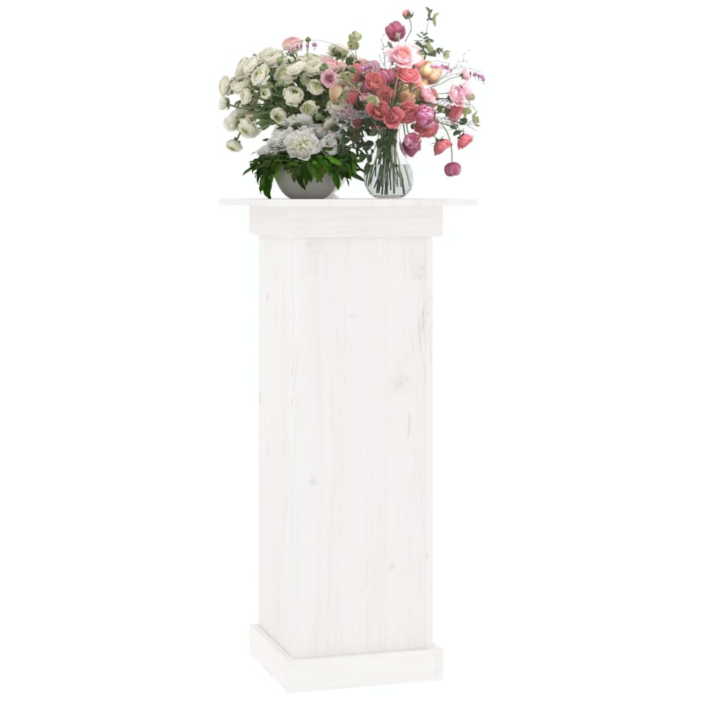 Supporto per Fiori Bianco 40x40x90 cm in Legno Massello di Pino 823635