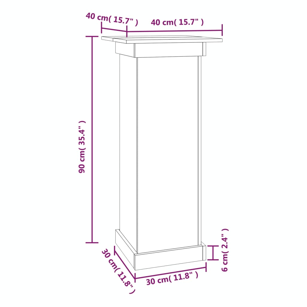 Supporto per Fiori Bianco 40x40x90 cm in Legno Massello di Pino cod mxl 65657