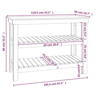 Banco da Lavoro Grigio 110,5x50x80 cm in Legno Massello di Pino