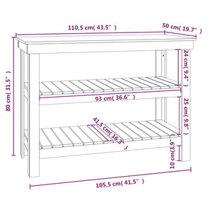 Banco da Lavoro Grigio 110,5x50x80 cm in Legno Massello di Pino