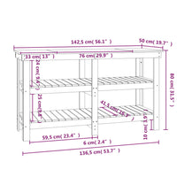 Banco da Lavoro Bianco 142,5x50x80 cm in Legno Massello di Pino 823650