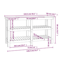 Banco da Lavoro Grigio 142,5x50x80 cm in Legno Massello di Pino 823651