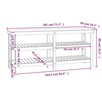 Banco da Lavoro Grigio 181x50x80 cm in Legno Massello di Pino