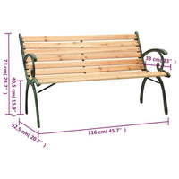 Panca da Giardino 116 cm in Ghisa e Legno Massello di Abete cod mxl 45750