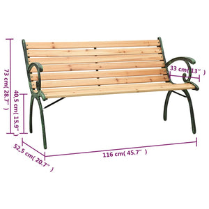 Panca da Giardino 116 cm in Ghisa e Legno Massello di Abete cod mxl 45750