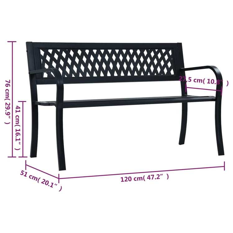 Panca da Giardino Nera 120 cm Acciaio cod mxl 45751