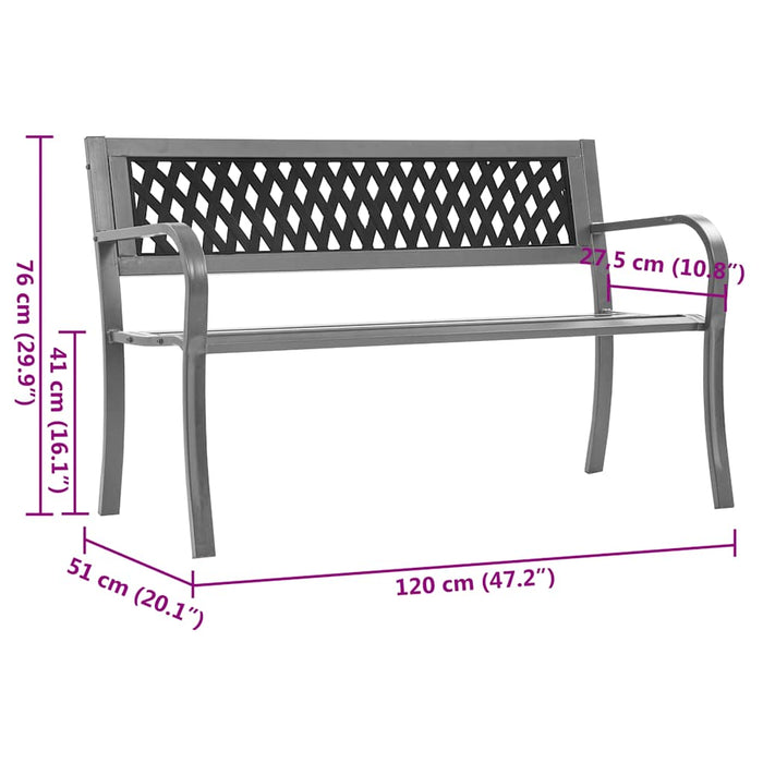 Panca da Giardino Nera 120 cm Acciaio 319582