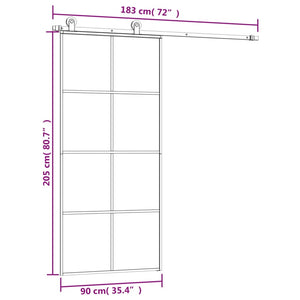 Porta Scorrevole con Ferramenta 90x205cm Vetro ESG Alluminio 3152141