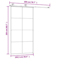 Porta Scorrevole con Ferramenta 102,5x205cm Vetro ESG Alluminio 3152144