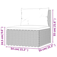 Divano Centrale da Giardino con Cuscini in Polyrattan Nero 319588