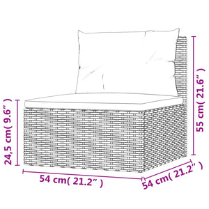 Divano Centrale da Giardino con Cuscini in Polyrattan Nero 319588