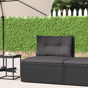 Divano Centrale da Giardino con Cuscini in Polyrattan Nero 319588