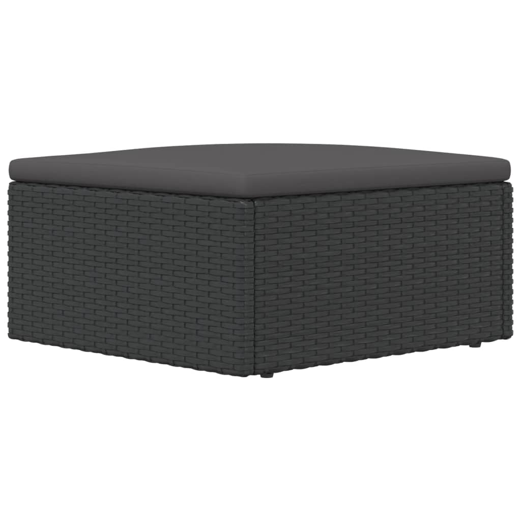 Poggiapiedi da Giardino con Cuscino in Polyrattan Nero 319589