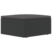 Poggiapiedi da Giardino con Cuscino in Polyrattan Nero 319589