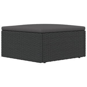 Poggiapiedi da Giardino con Cuscino in Polyrattan Nero 319589