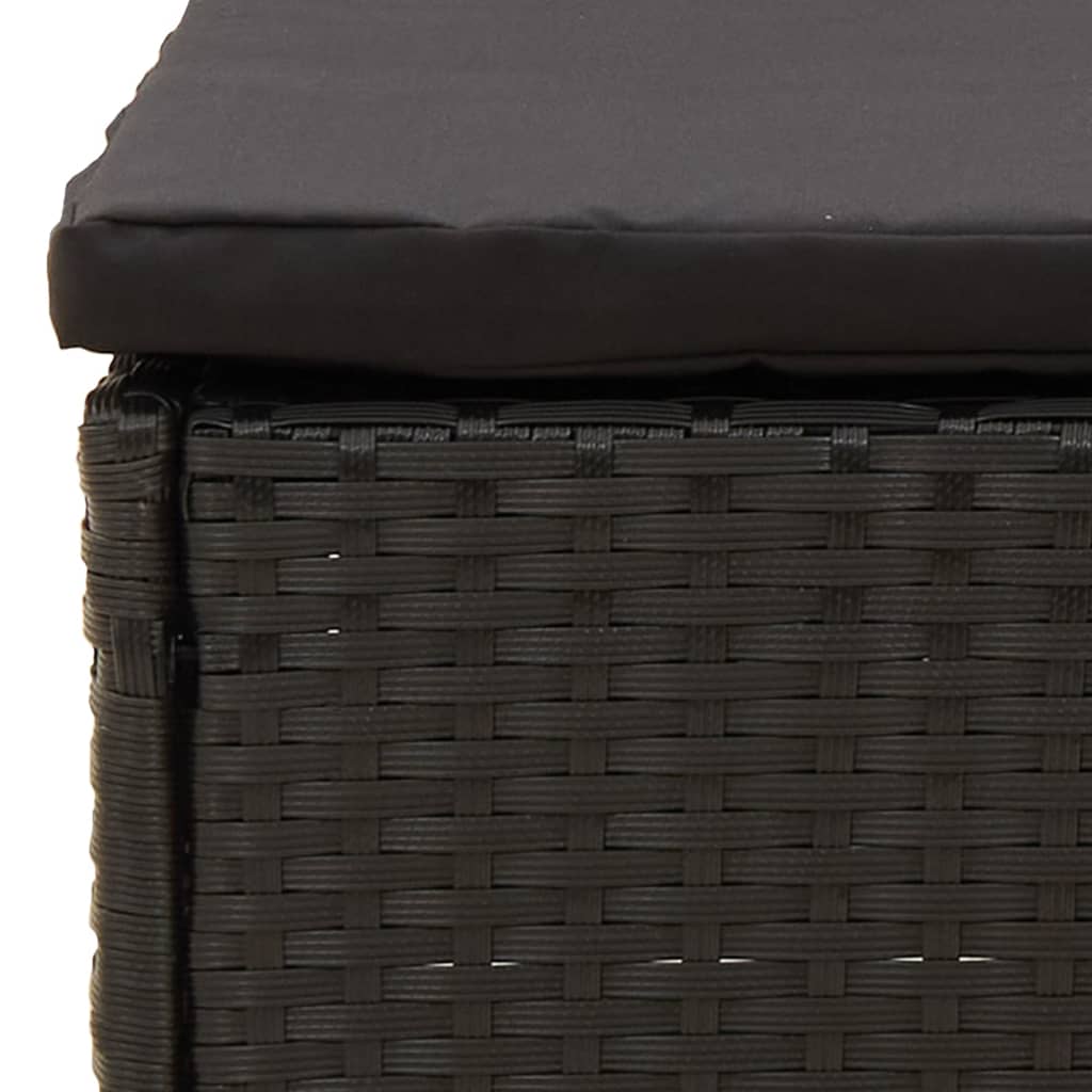 Poggiapiedi da Giardino con Cuscino in Polyrattan Nero 319589