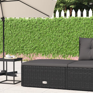 Poggiapiedi da Giardino con Cuscino in Polyrattan Nero 319589