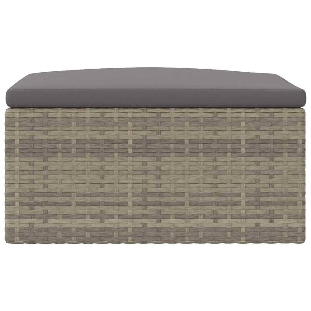 Poggiapiedi da Giardino con Cuscino in Polyrattan Grigio 319602