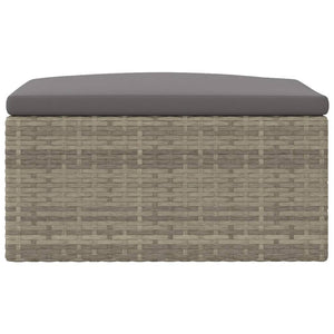 Poggiapiedi da Giardino con Cuscino in Polyrattan Grigio 319602