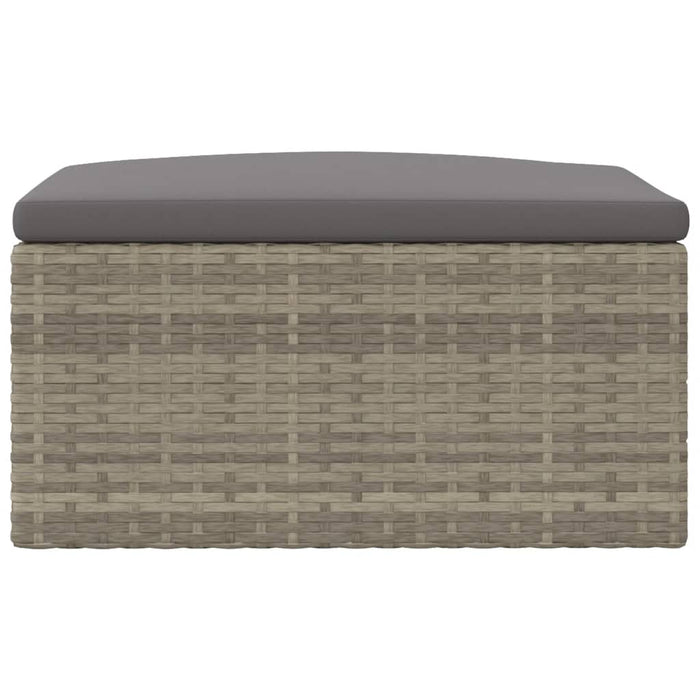 Poggiapiedi da Giardino con Cuscino in Polyrattan Grigio 319602