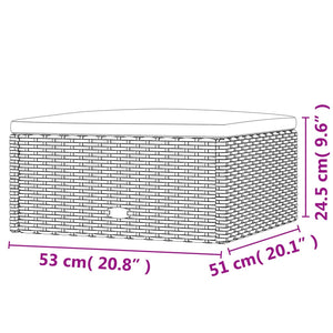 Poggiapiedi da Giardino con Cuscino in Polyrattan Grigio 319602