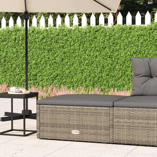 Poggiapiedi da Giardino con Cuscino in Polyrattan Grigiocod mxl 70525