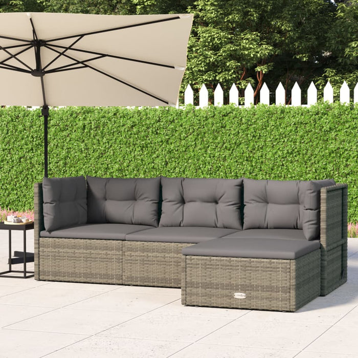 Set Divani da Giardino 4 pz con Cuscini in Polyrattan Grigiocod mxl 119402