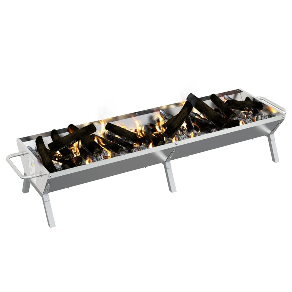 Vassoio per Barbecue Argento 158x42x31 cm Acciaio Inox 319968