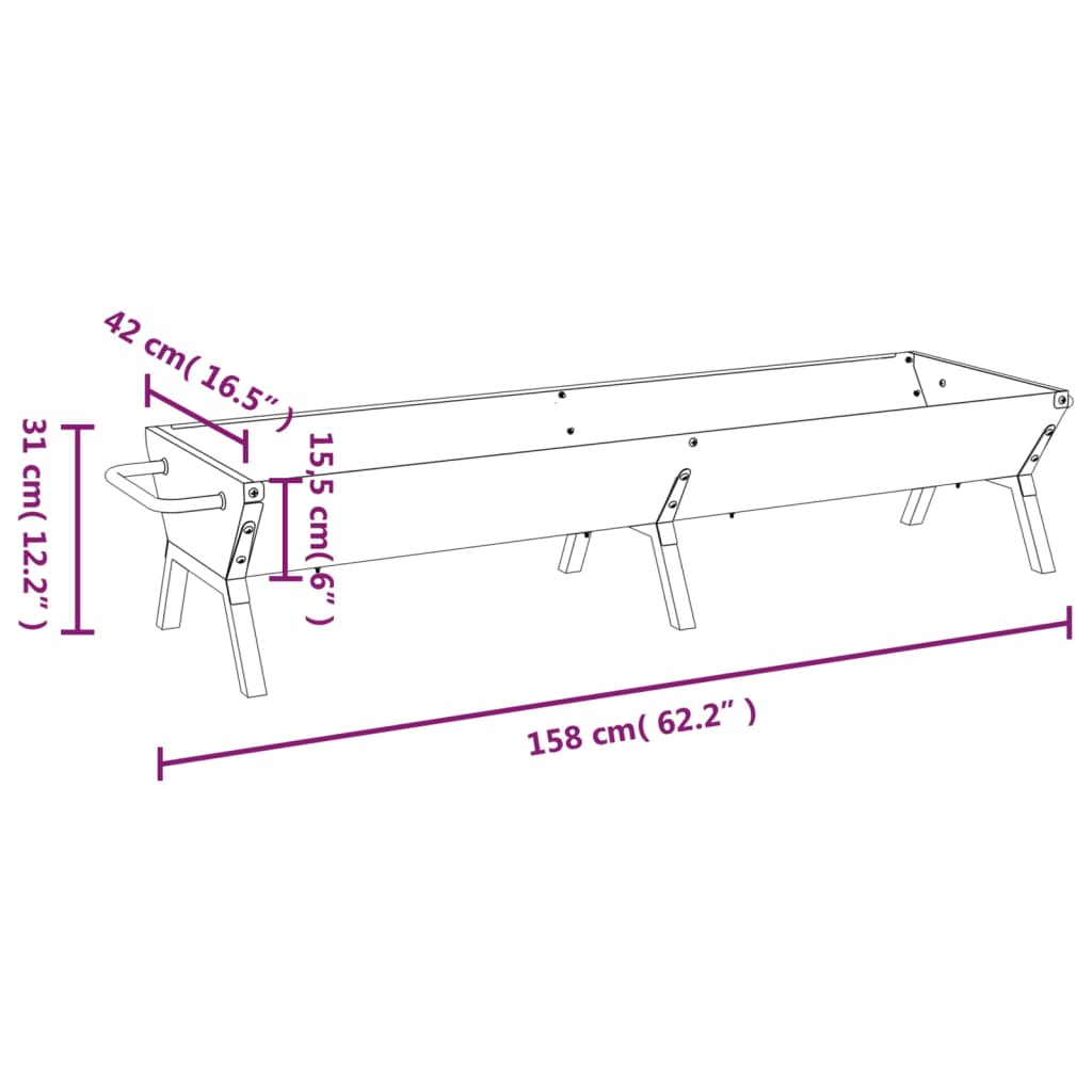 Vassoio per Barbecue Argento 158x42x31 cm Acciaio Inox 319968