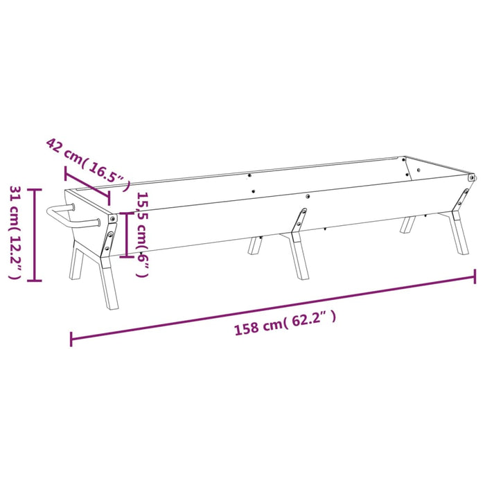 Vassoio per Barbecue Argento 158x42x31 cm Acciaio Inox 319968