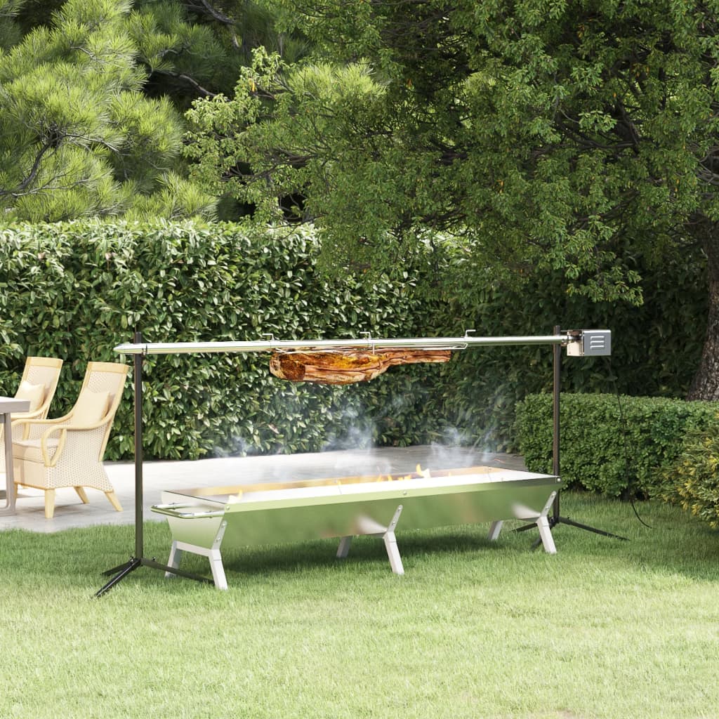 Vassoio per Barbecue Argento 158x42x31 cm Acciaio Inox 319968